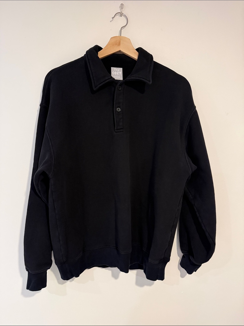 Aritzia TNA Women’s Black Button Pullover Sweatshirt - Size Medium